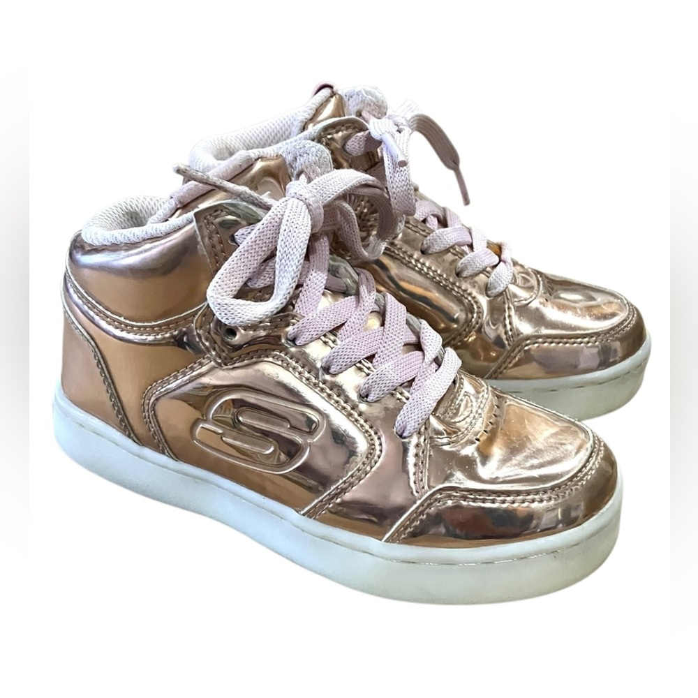 Skechers Girls Energy Lights Rose Gold Pink Light Up Shoes Sneakers Size 11.5